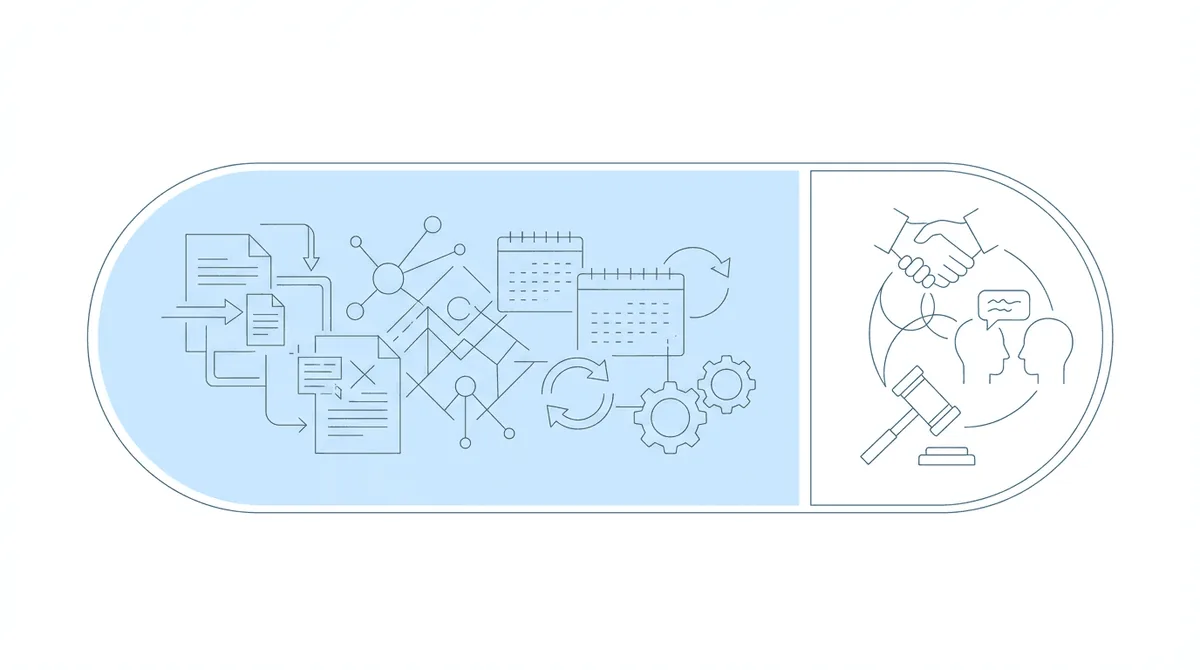 Horizontal pill showing 80% automated tasks in blue and 20% human judgment work in outline