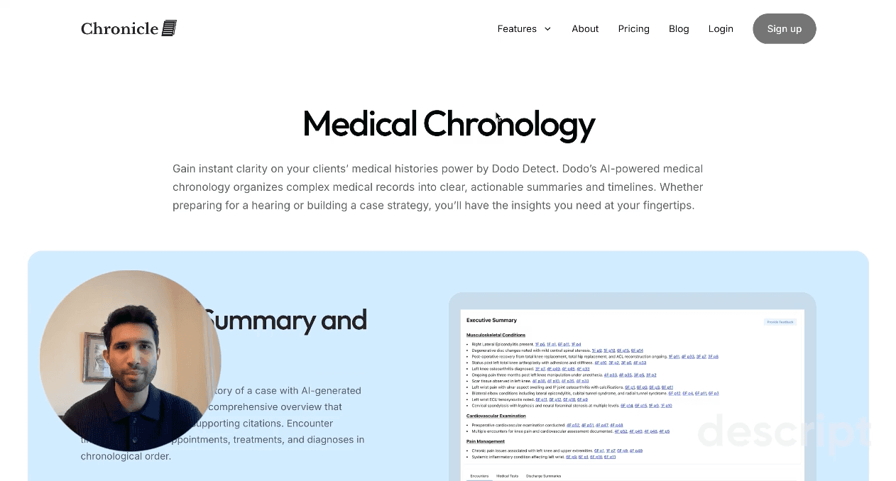 AI medical chronology generating executive summary and treatment timeline from records