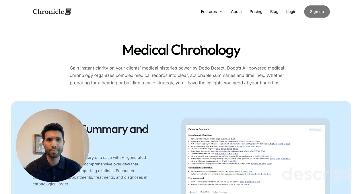 AI medical chronology generating executive summary and treatment timeline from records