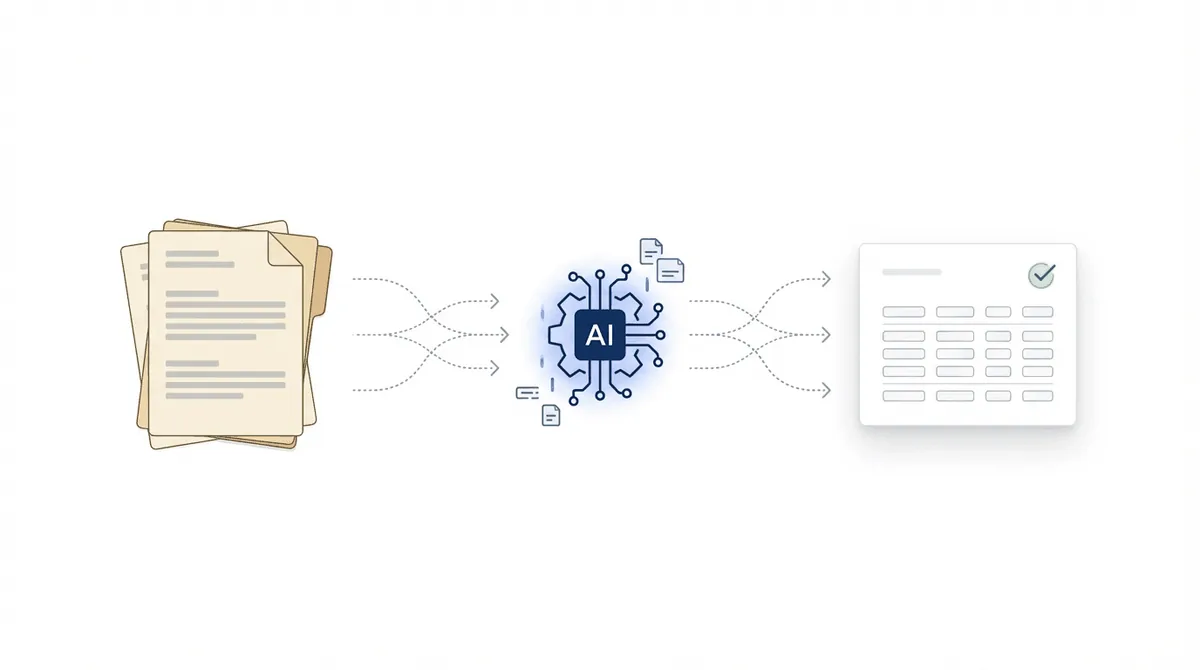 AI extraction process - documents to processor to organized output