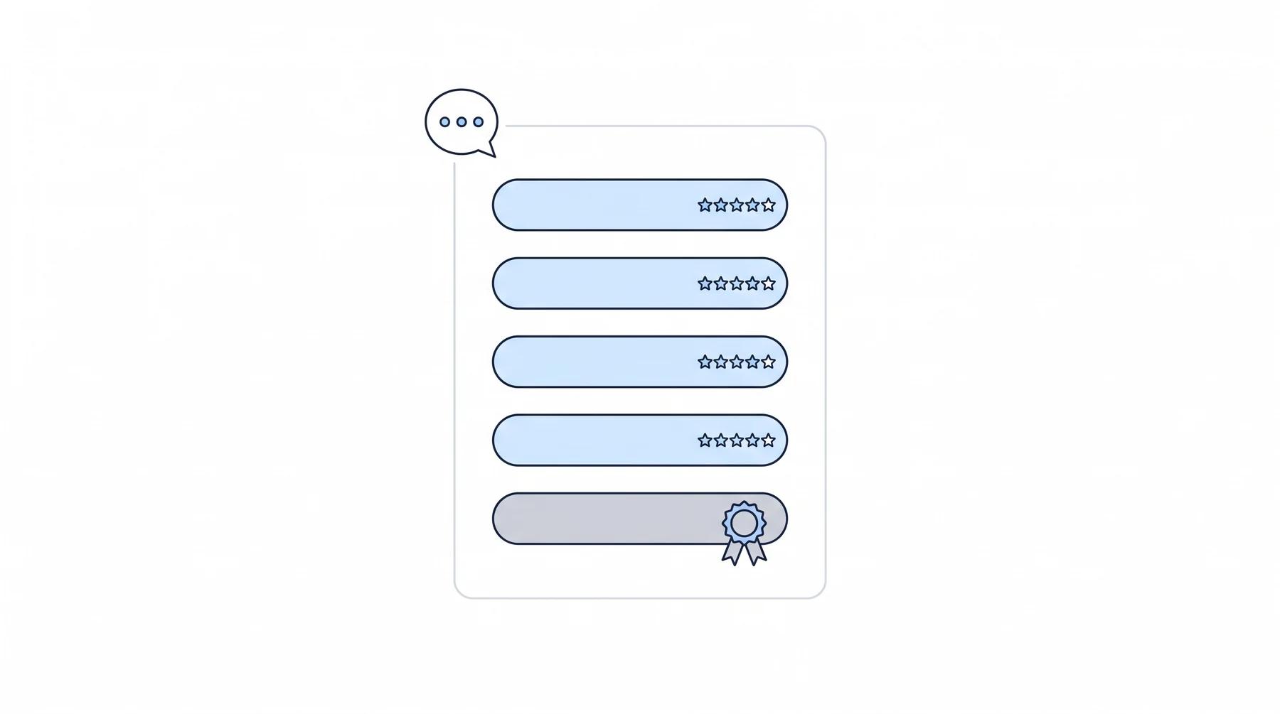 An AI answer card listing five firms: four recommended for their star reviews, the fifth for a board certification ribbon