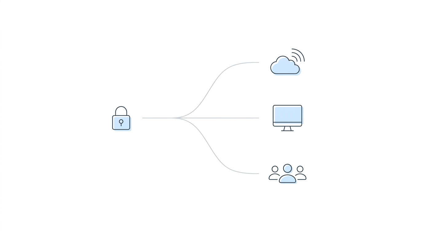 Three-path fork diagram showing Google Voice, dedicated device, and separate accounts as 2FA solutions