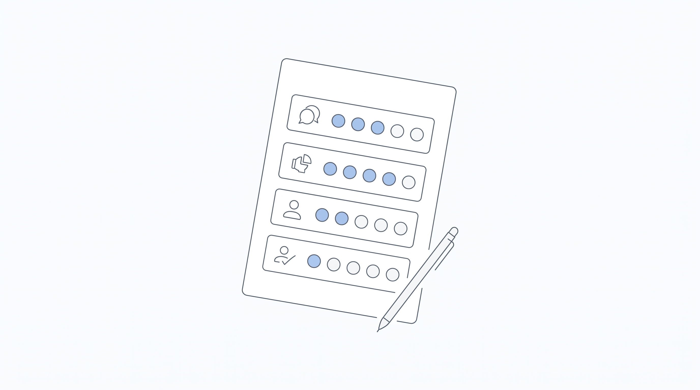 Hero image: A scorecard and magnifying glass held up against a row of software vendor screens, representing structured evaluation of legal software