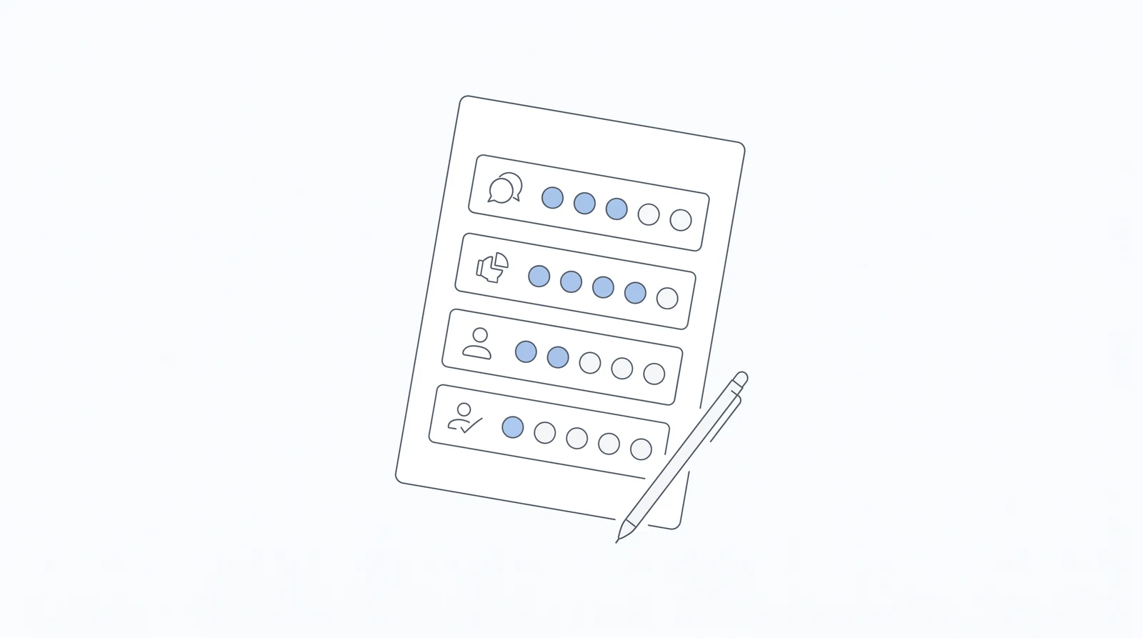 Hero image: A scorecard and magnifying glass held up against a row of software vendor screens, representing structured evaluation of legal software