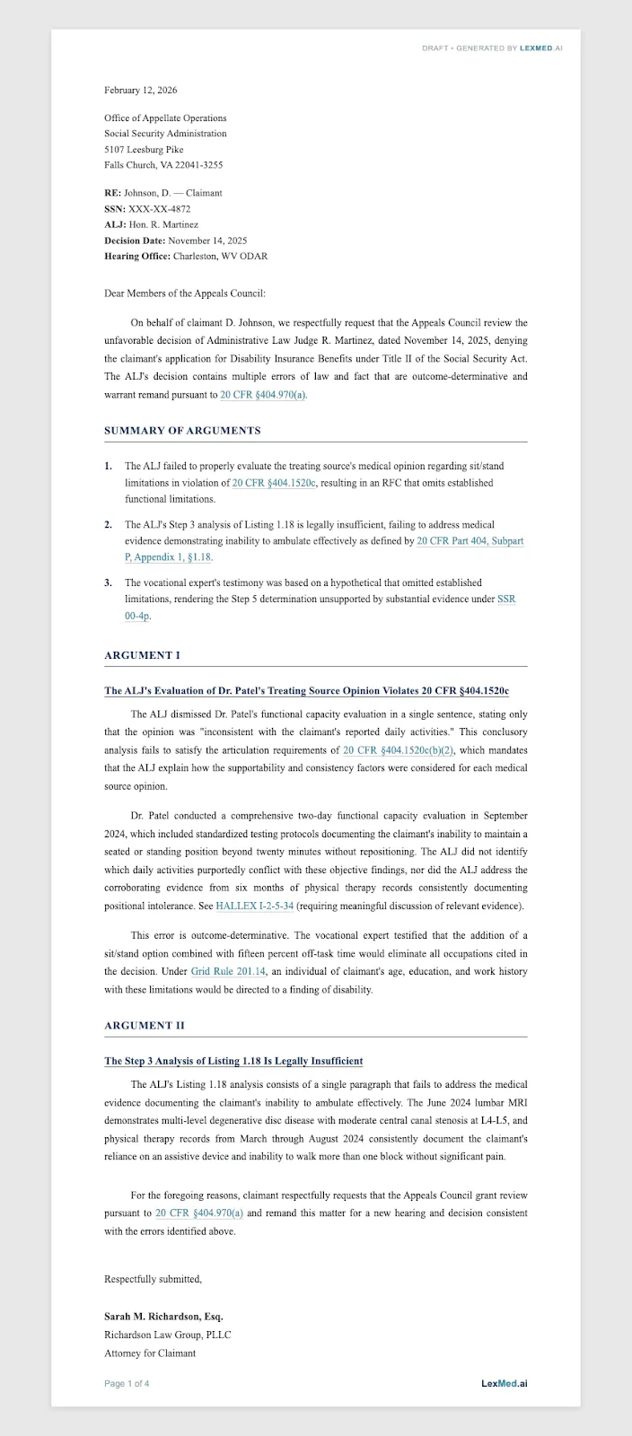 V3 Upgraded AC Brief — arguments drafted from graded audit findings with hyperlinked citations