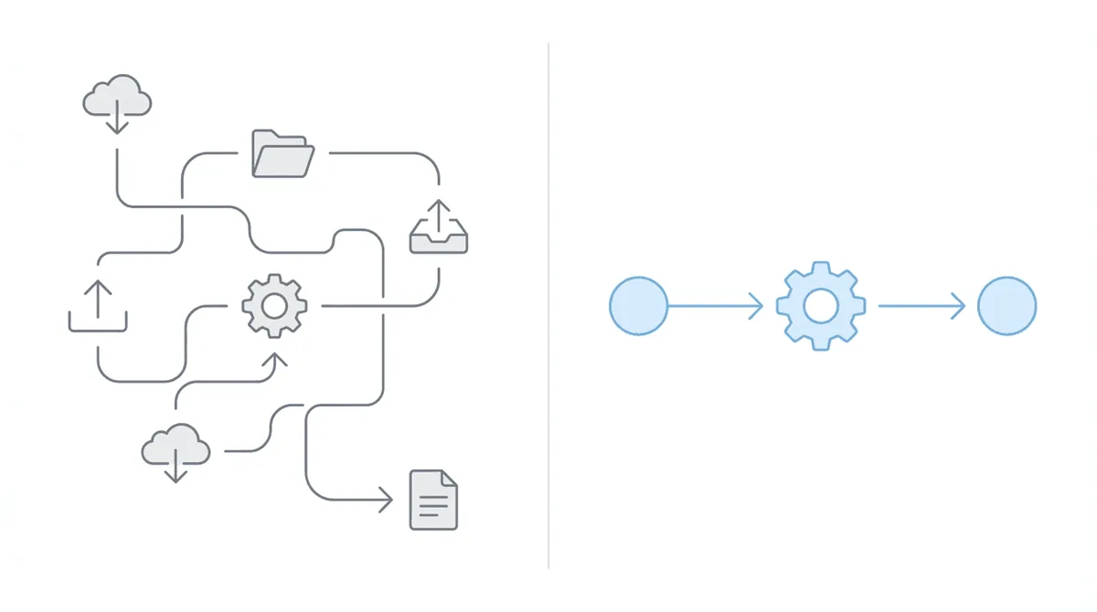 Comparison of manual workflow with multiple steps versus streamlined integrated workflow