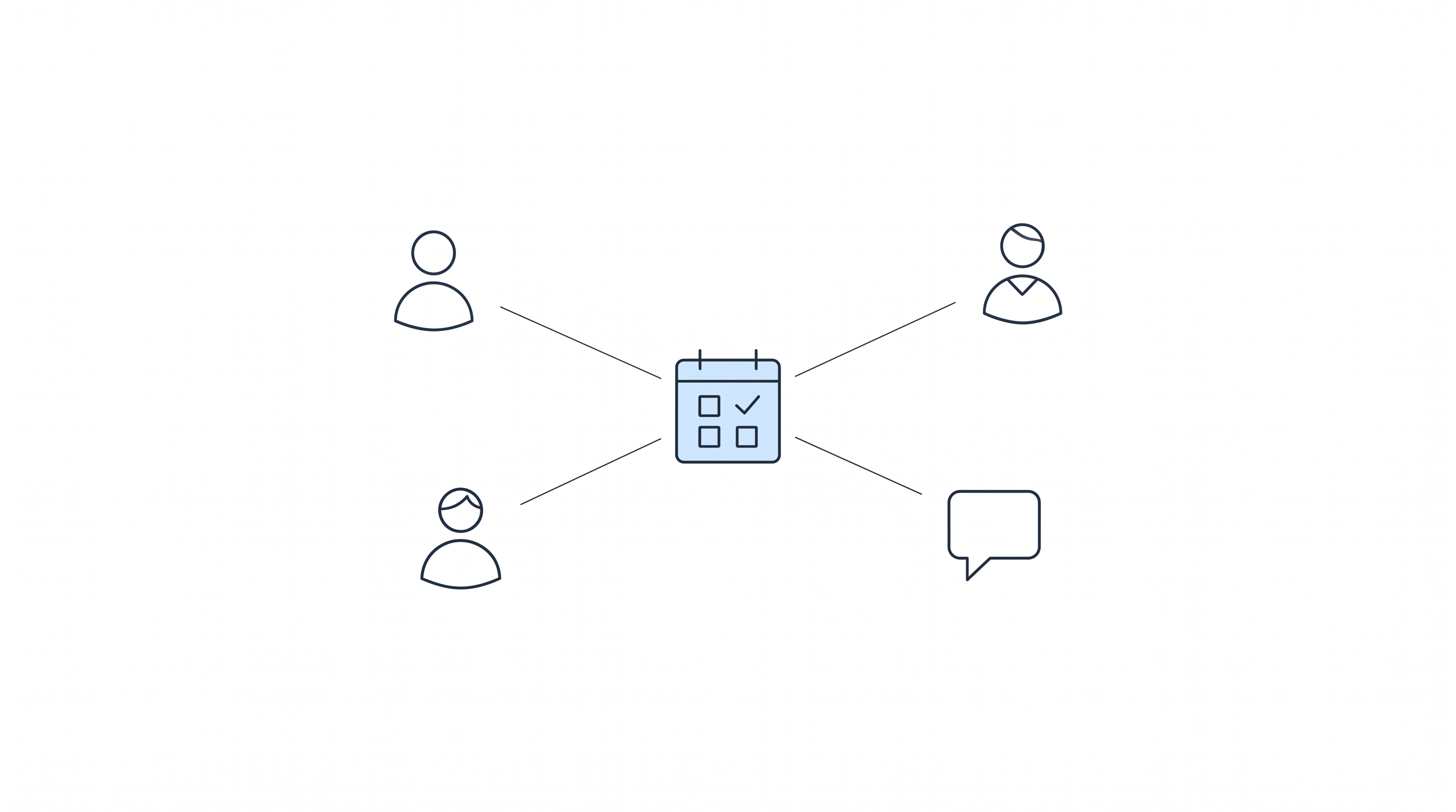Schematic of scheduled client contact: a calendar at the centre of a hub-and-spoke diagram, Disability Peers in Practice July 2026