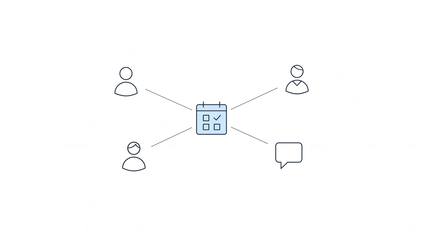 Schematic of scheduled client contact: a calendar at the centre of a hub-and-spoke diagram, Disability Peers in Practice July 2026