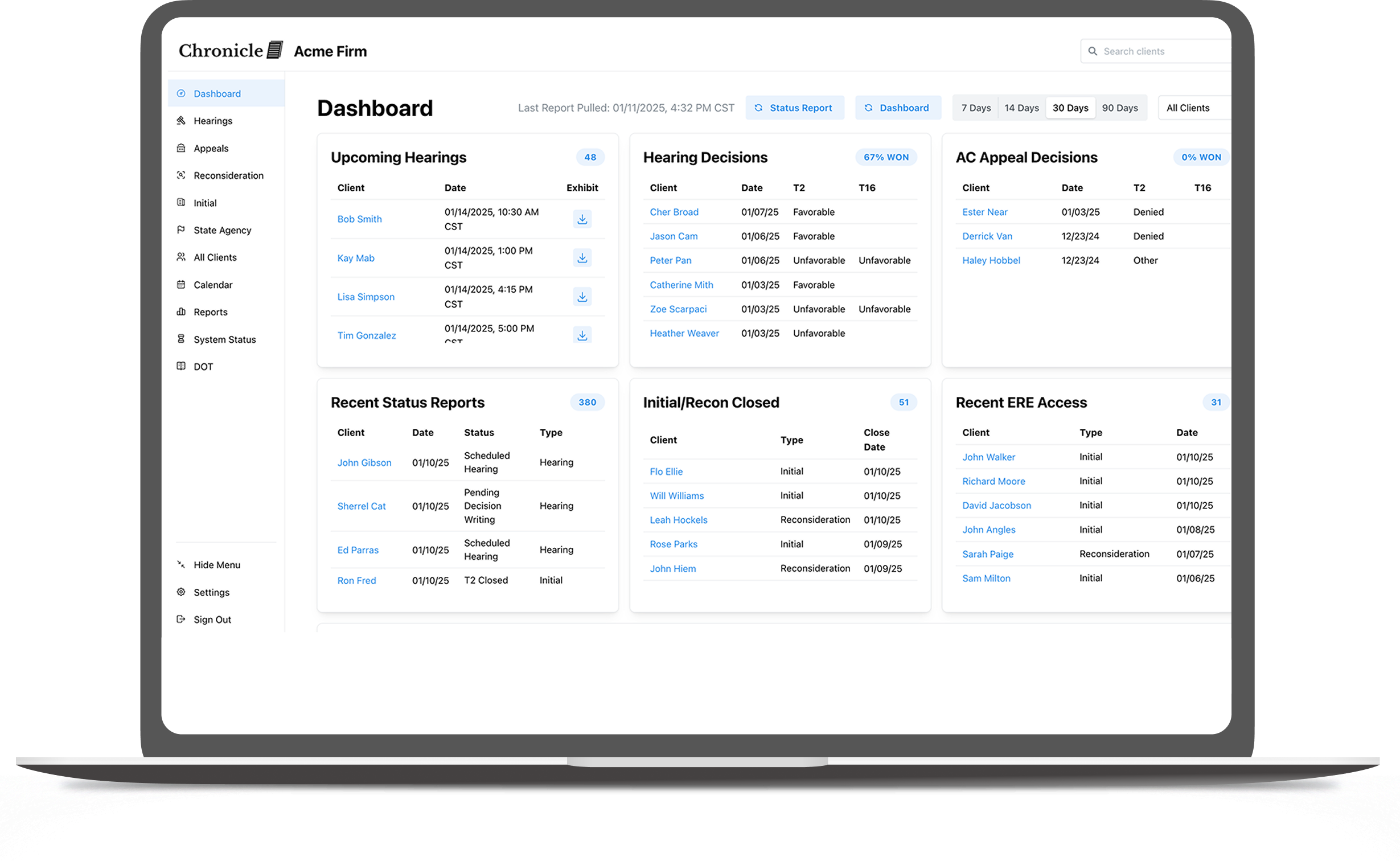 Chronicle dashboard comparison view