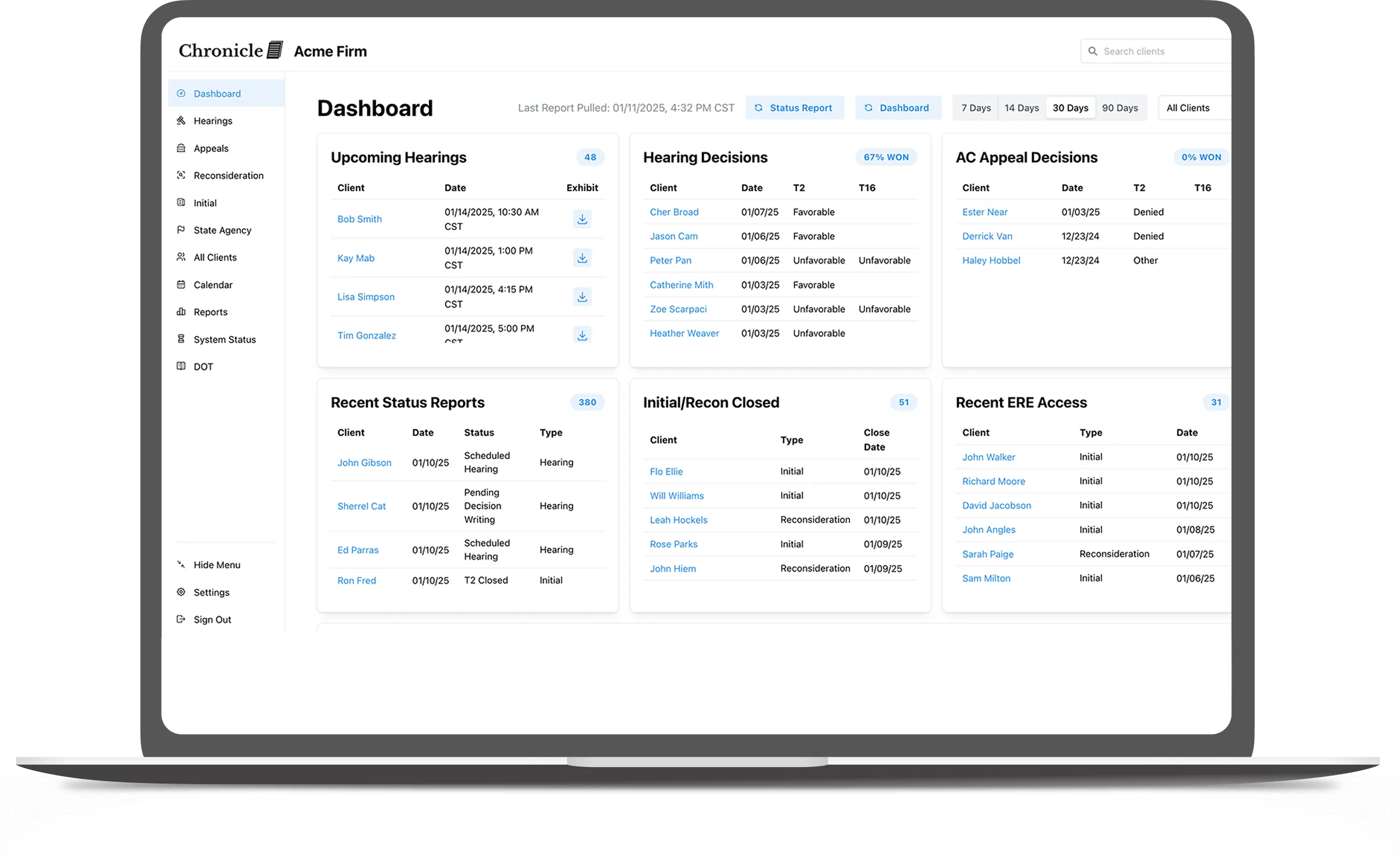 Chronicle dashboard comparison view
